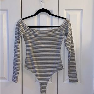 Off the shoulder long sleeve bodysuit